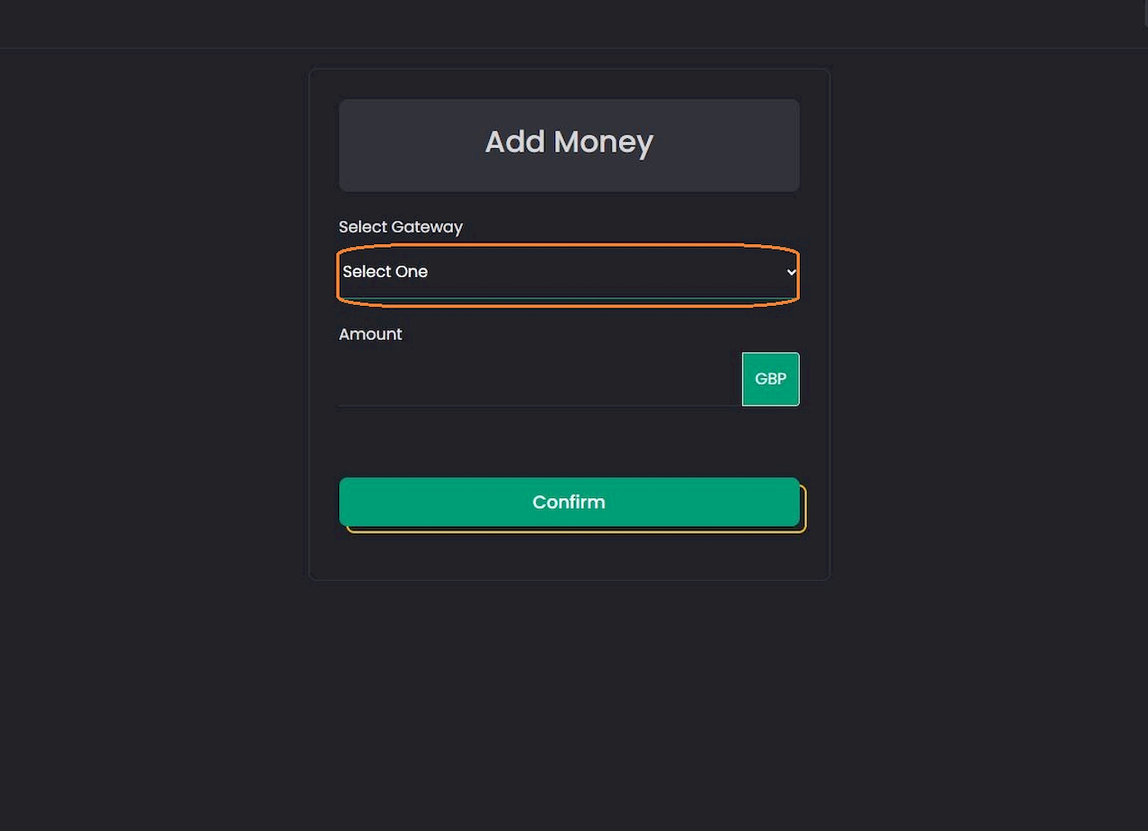 Payment method selection screen